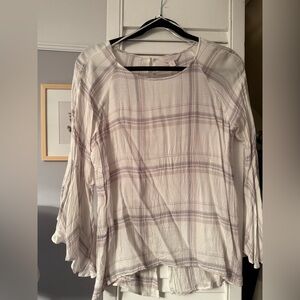LC Lauren Conrad Plaid Blouse - Cream and Gray